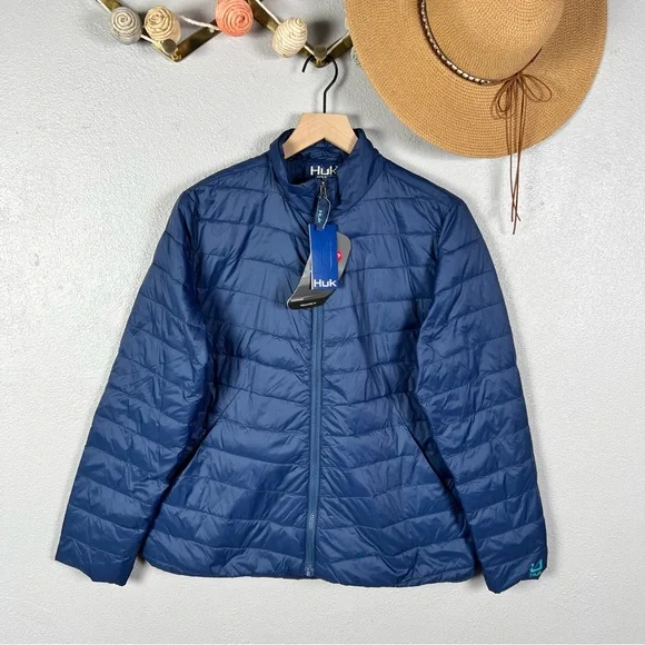 Huk Waypoint Primaloft Insulated Lightweight Packable Jacket Navy Large NWT